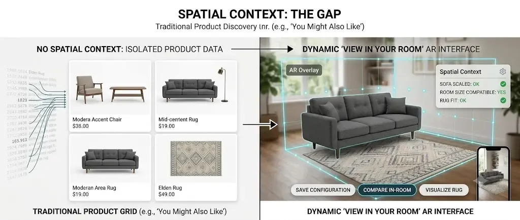 A shopper previewing a completed room in AR on their phone